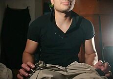 sexy muscular bodybuilder strokes his monster big cock in solo masturbation tease