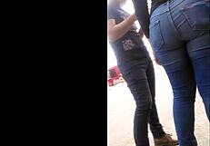 candid mexican teen struts in tight jeans showing off her huge latina ass