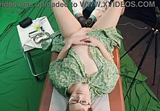 i went to the doctor for a gyno exam and he stretched my shaved pussy with toys