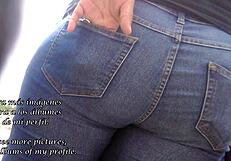 candid mexican teen struts in tight jeans showing off her huge latina ass