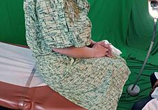 i went to the doctor for a gyno exam and he stretched my shaved pussy with toys