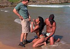 babalu's holes filled with dicks cowgirl style on the beach creampie fun