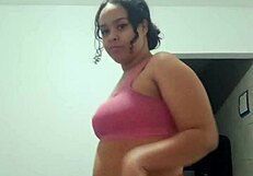 damn this chubby latina bitch shakes her big ass dancing funk then spreads wide