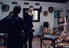 cops arrive for dispute and end up spanking riding teen stepdaughter's big ass cowgirl