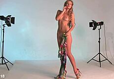 blonde teen 18+ hazel eyes poses nude casually