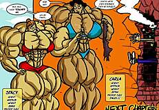stacy battles carla in intense female muscle growth showdown