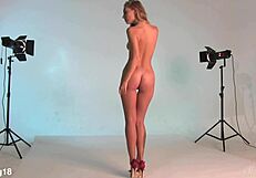 blonde teen 18+ hazel eyes poses nude casually