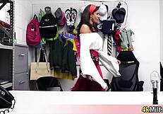 Beautiful gypsy SHOPLIFTER milf CAUGHT STEALING gets her big tits POUNDED in secret backroom fuck