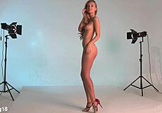 blonde teen 18+ hazel eyes poses nude casually