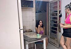 a curious nosy neighbor comes at night for sugar but ends up fucked and sucked hard since her husband hasn't touched her