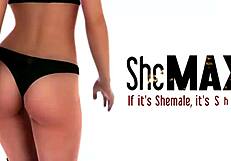 shemale teen squeezes pierced tits then rams cock into watermelon