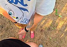 step mom catches me jerking off outside in her tight wet panties then helps me cum quick in kinky pov amateurs