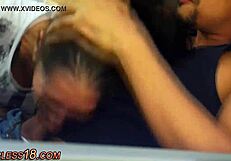 bound brunette teen chokes on deepthroat blowjob for fetish dom