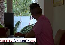 Naughty Scarlett Bloom Fingers And Fucks Neighbor Right After Meeting