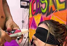 School friend tricks me with cock in flavor game deepthroats gags moans cum in mouth