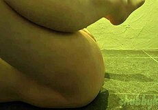 chubbykaot sniffs underwear then spreads her fat belly ass and asshole wide outdoors