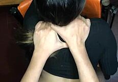 i beg roommate to cumshot my panties during pov doggystyle pounding