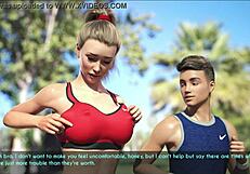 a hot milf wife and stepmom jogs with jiggling big ass and tits