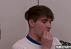 step dad can't resist pounding his horny young step son's tight hole bareback