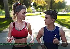 a hot milf wife and stepmom jogs with jiggling big ass and tits