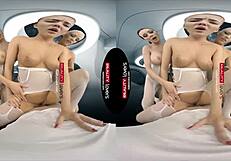 imagine stockings sluts in a wild foursome blasting off to space