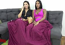 Slutty trans mounts cock deep inside milf