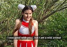 gf flees to forest in skirt but i track her down for deep pov mouth fucking and pussy pounding