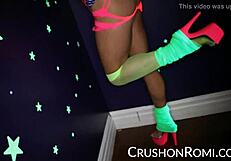 Romi's Shaved Pussy Quivers with Emotional Toy Fingering Pleasure