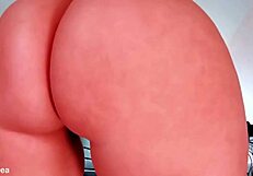 oiled fat ass shakes wild before deep dildo ride and barefoot striptease