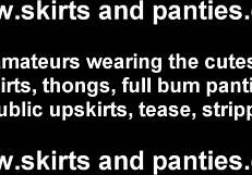 babe lifts tiny skirt flashing ass peeking from lingerie panties in upskirt fetish tease