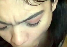 hot brunette babe sucks my cock super hard