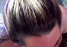 Blonde girlfriend throbs with desire during deepthroat cum explosion