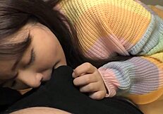 Suggestive Blindfolded Japanese Girl Bareback Creampie Riding Frenzy