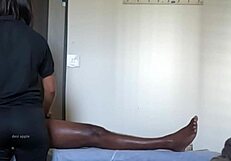 spa masseuse strokes cock to intense happy ending explosion