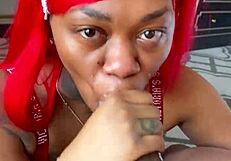 Ebony slut takes dirty sloppy head then nasty big cock anal creampie pov