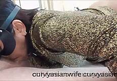 Asian slutwife gulps boss's throbbing cock deep.