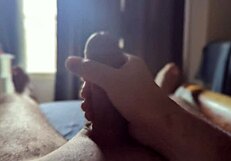 hey i'm stroking my huge cock with sun rays hitting just right 😏☀️