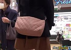 wanna see this asian babe flash her panties upskirt outdoors?