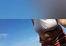 Relaxed solo moment by the beach lighthouse