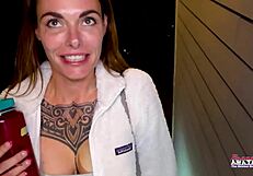 Inked Hottie Parker Fingers Herself Then Gulps Down Massive Cock Deepthroat Style!