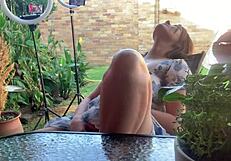 i watch stepmom's pussy drip while we mutual masturbate outdoors