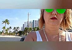 Relaxed solo moment by the beach lighthouse