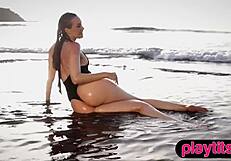 Big Ass German Strips Rips Clothes Exposes Juicy Tits Beach