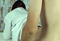 what if the nurse massages your hard cock right there in her office?