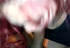 This sexy redhead blows so good!