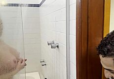 Luiza Marcato Bent Over in Shower Takes Bareback Anal Creampie from Muscular Stud