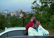 imagine this cute teen shoving her ass out the car window at a public orgy for total strangers to bang her senseless