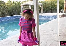 trick or treat, spinner slut drains cum from big cock for halloween creampie