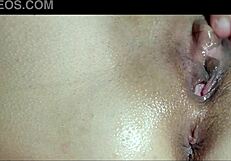 he massages my oiled pussy until i cum closeup