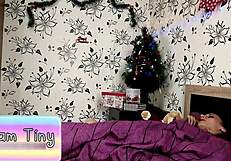 Petite Slut Dumps Dildo For Santa's Real Cock Suck!